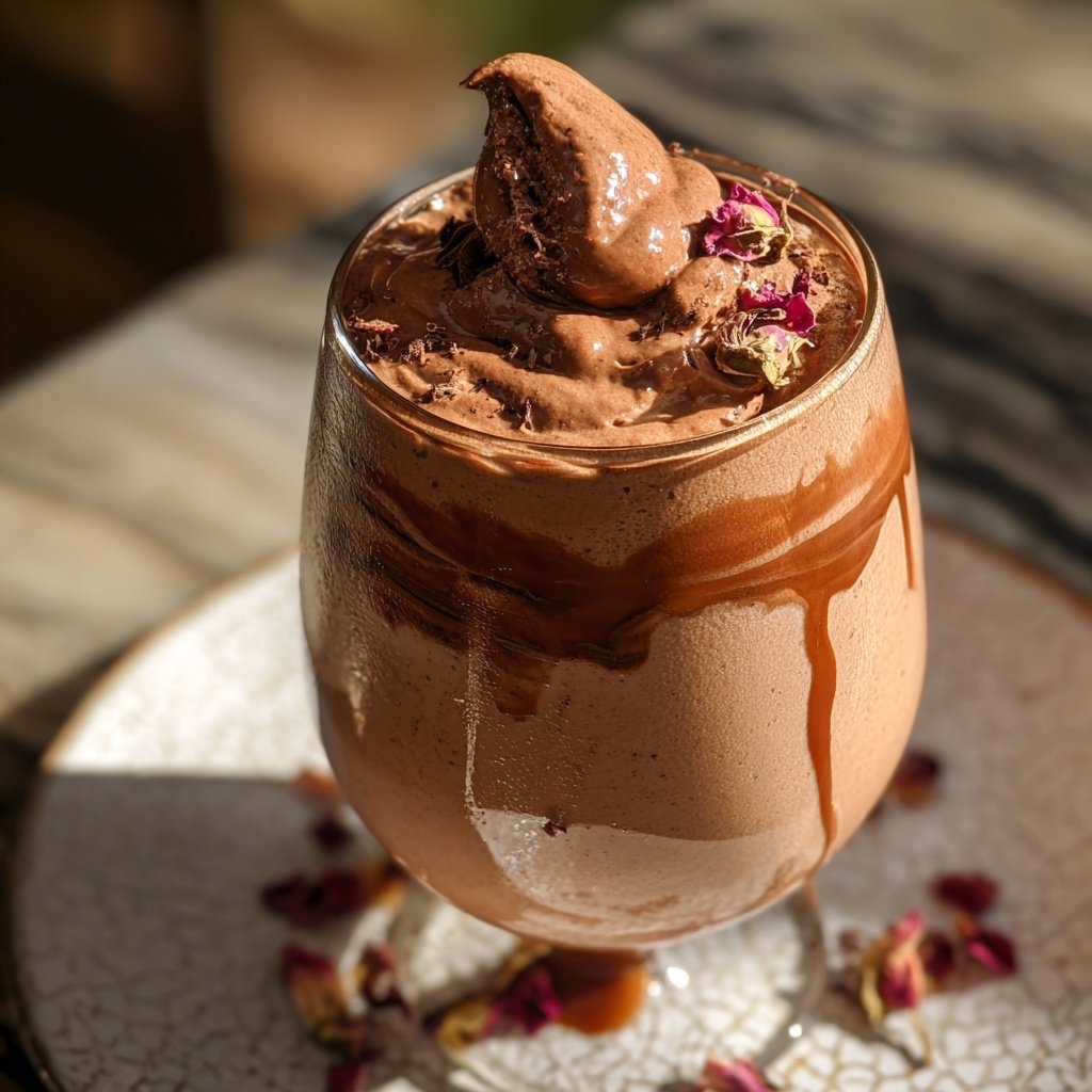 Mousse au Chocolat mit Rosenwasser