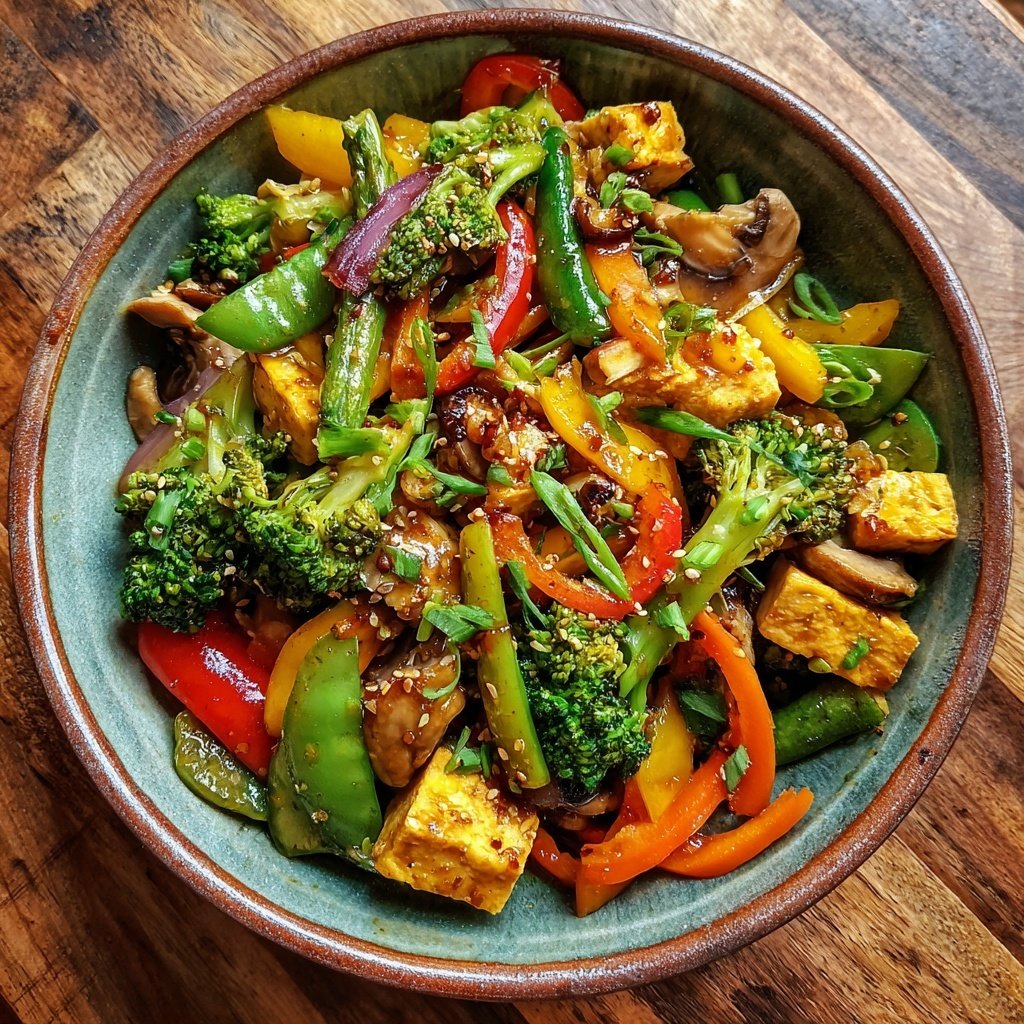 Gemüsepfanne mit Pilzen und Sojasauce