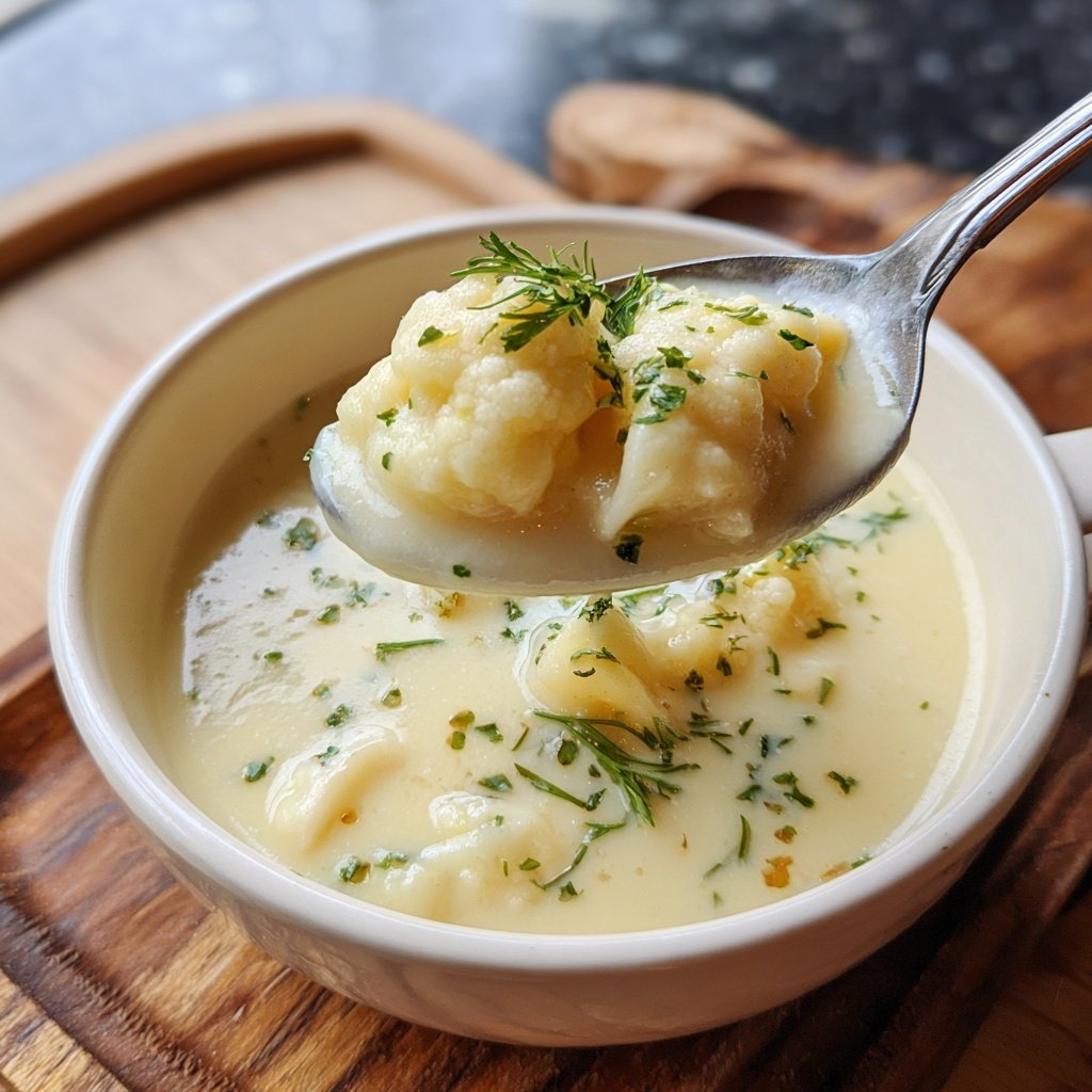 Cremige Blumenkohlsuppe mit Zitronenthymian