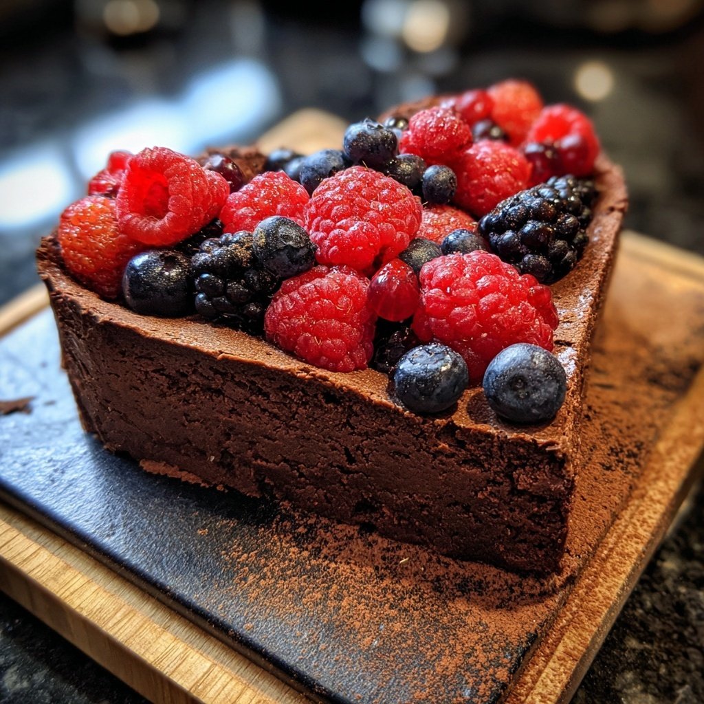 Herzförmiger Brownie mit Beeren