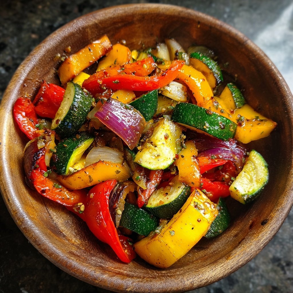 Gemüsepfanne mit Zucchini und Knoblauch