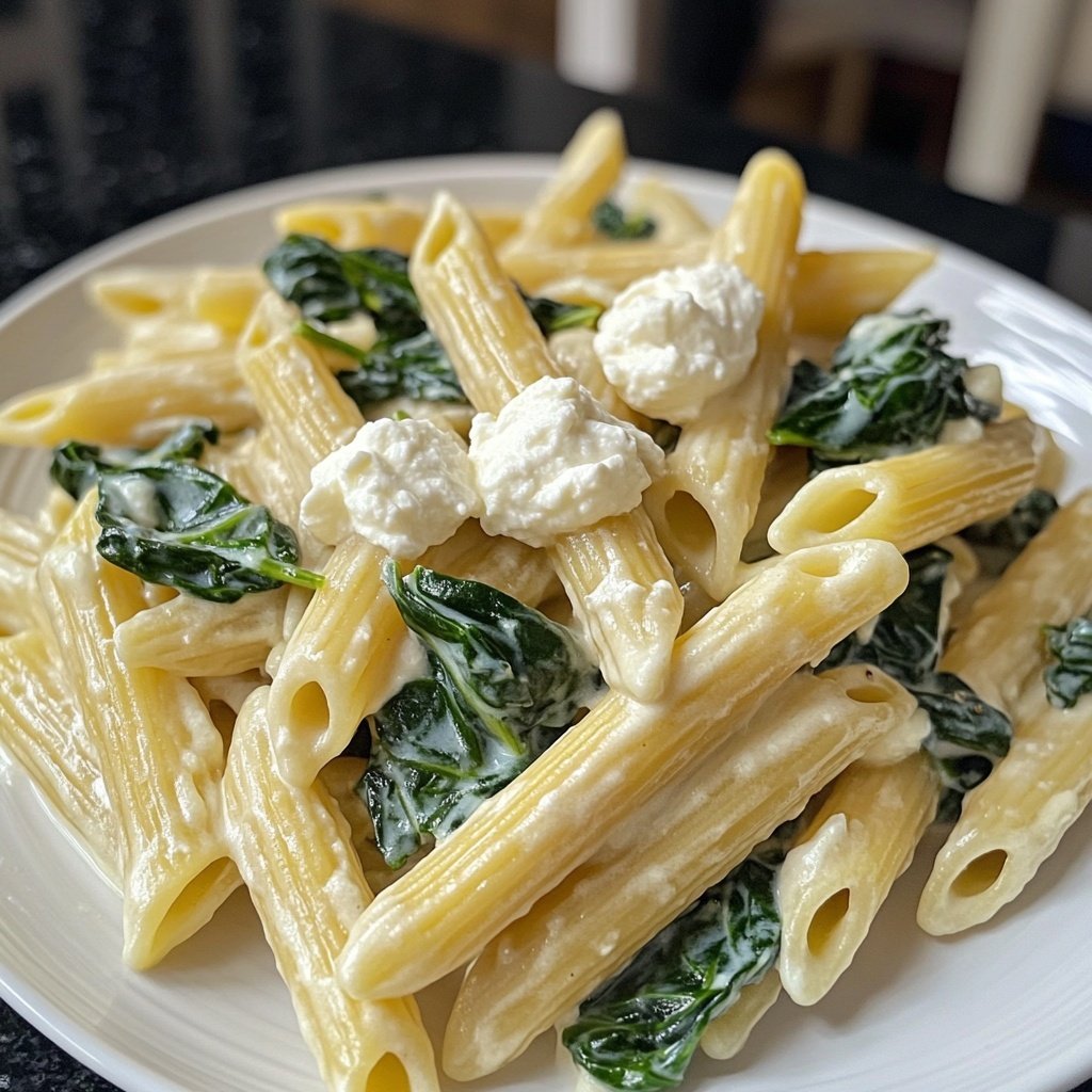 Penne mit Spinat und Ricotta