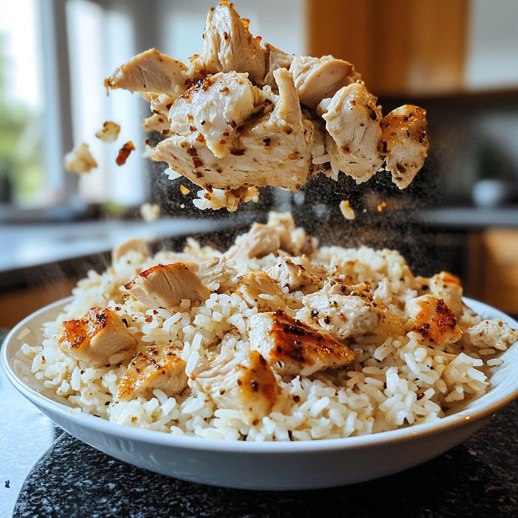 High Protein Bowl mit Reis und Hähnchen